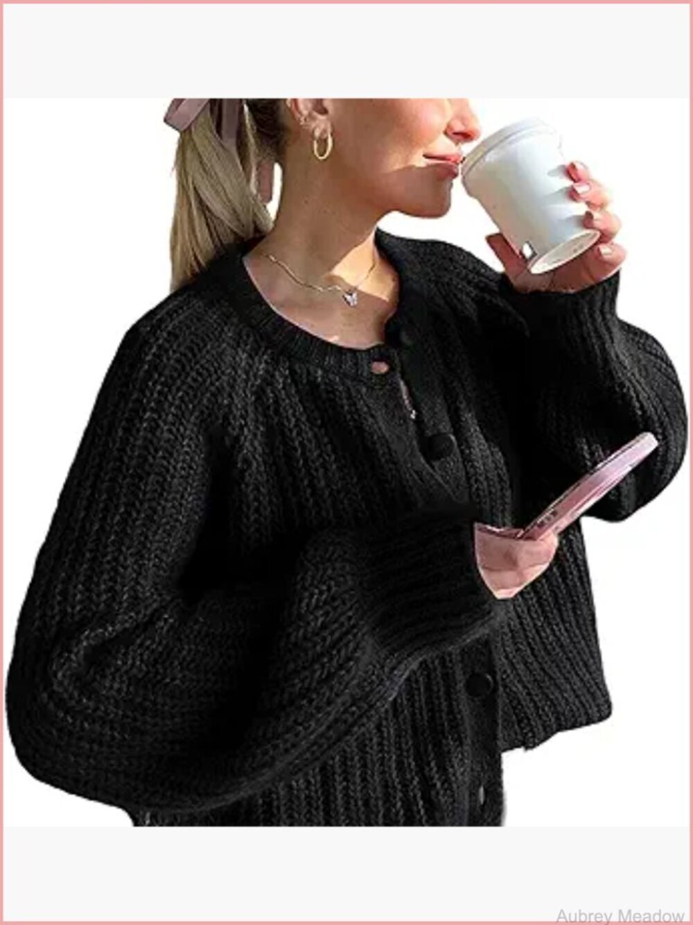Women's Long Sleeve Chunky Knit Cardigan Sweater Loose Open Front